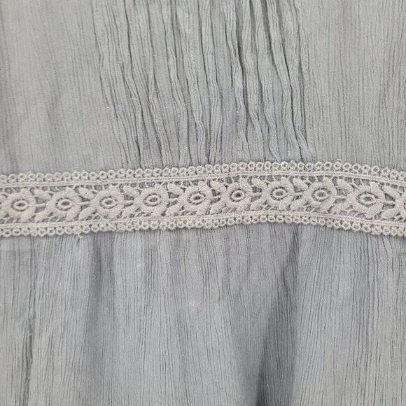 Roper Dress M Black Tiered Textured Lace Baby Doll‎ Half Sleeve Mini Full Boho - Picture 2 of 11